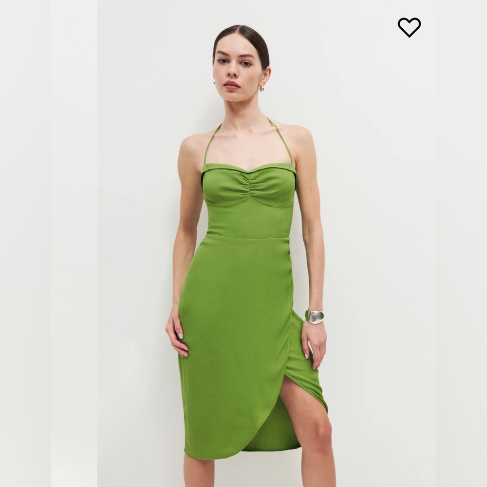 NWT Reformation Rayna Kelly Green Tie Strap Dress 4